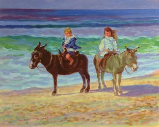 Dos niños en burros